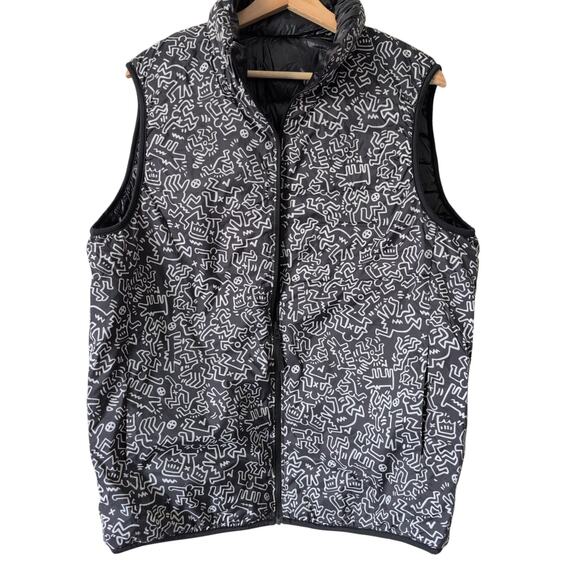 Unisex UNIQLO MoMA SPRZNY reversible packable Keith Haring puffer vest black L - Picture 3 of 10
